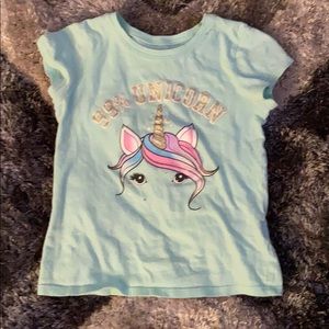 Teal unicorn T-shirt. (Kids)